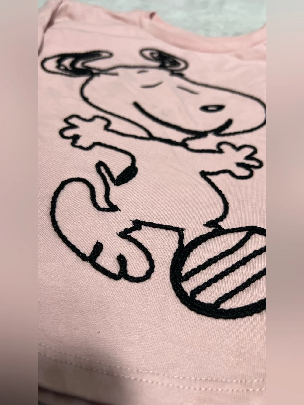 GAP Pink Embroidered Snoopy Dance Long Sleeve